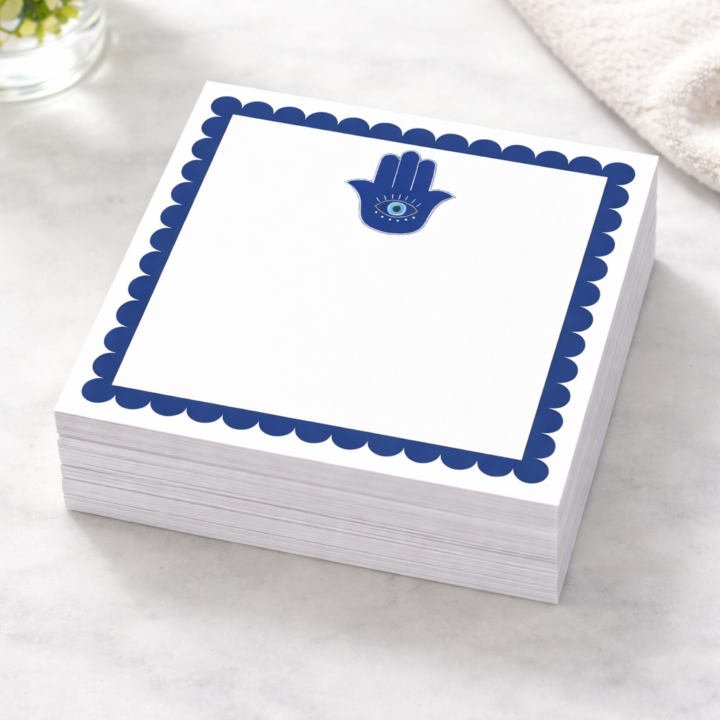 Notepad in Acrylic Holder, Hamsa