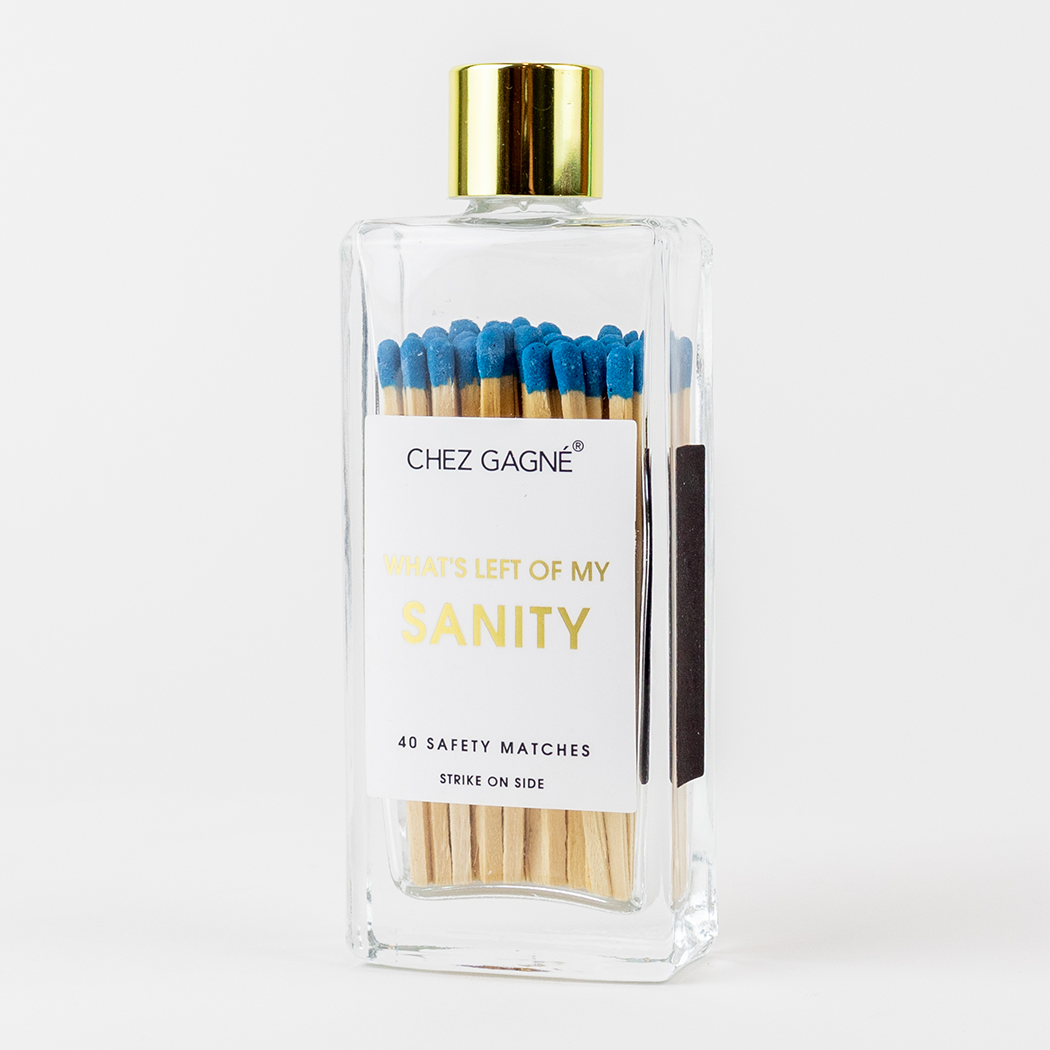 Left of My Sanity - Glass Bottle Safety Matches - Bright Blue Matchboxes & Lighters