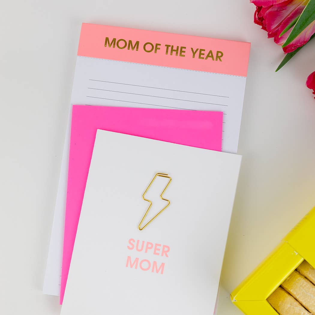 Mom Of The Year Lined Notepad - Coral - Mother's Day Gift