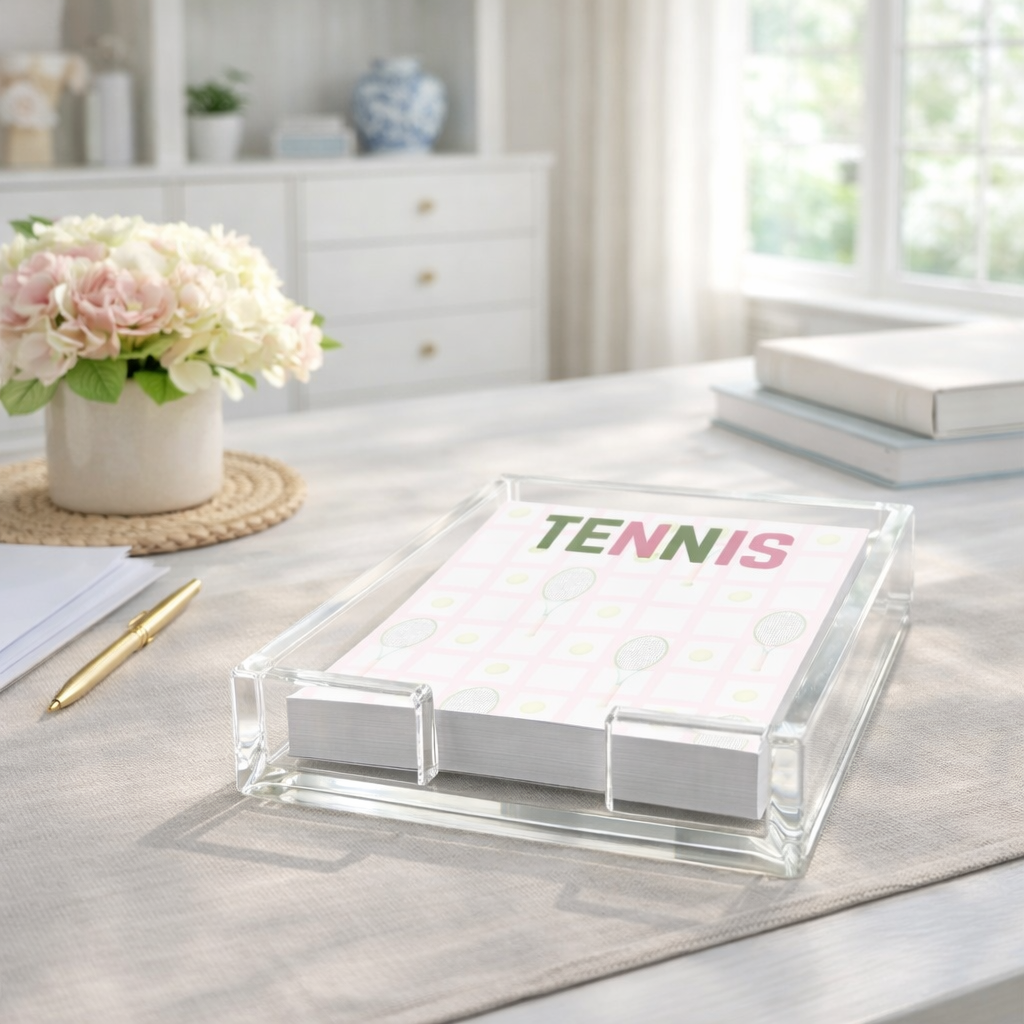 Notepad in Acrylic Holder, Tennis