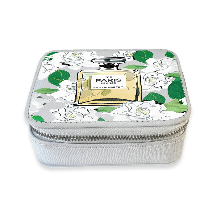 Travel Pill Box - Green Floral Perfume Bottle