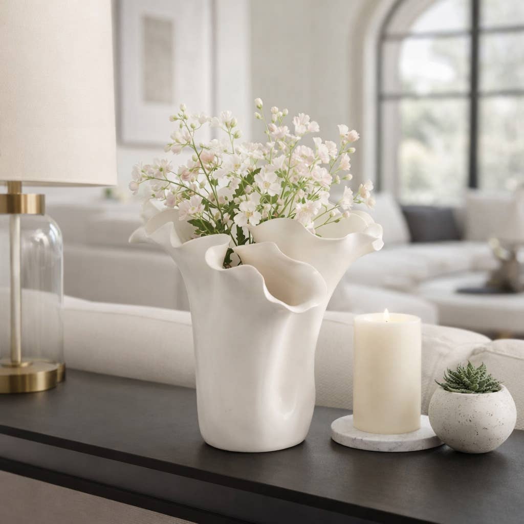 Ruffled Edge Ceramic Vase