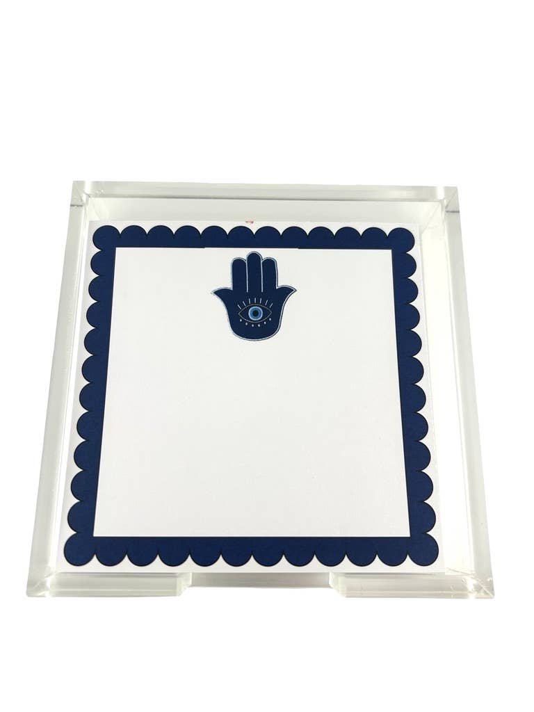 Notepad in Acrylic Holder, Hamsa