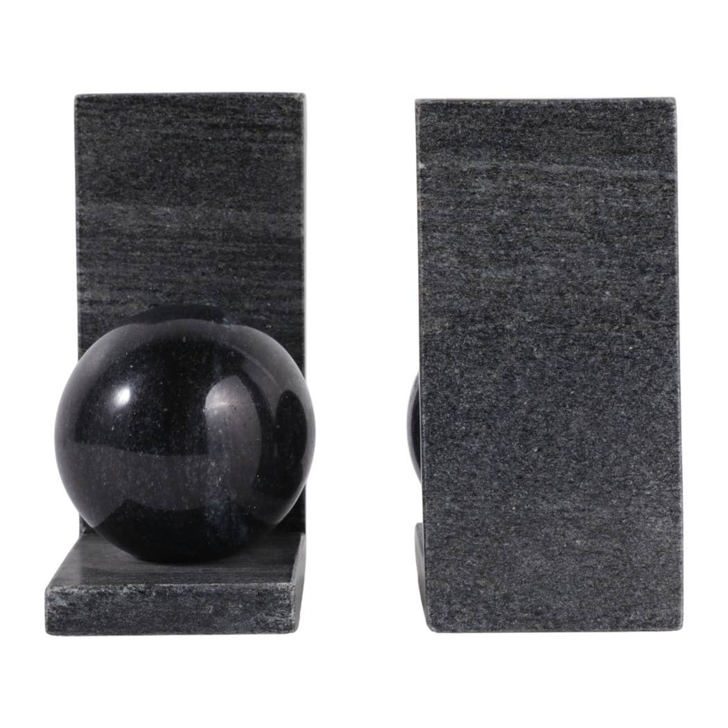 Black Marble Orb Bookends