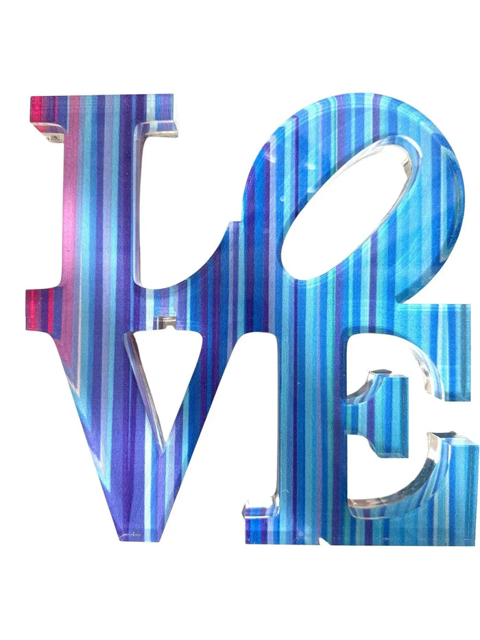 Acrylic Love Sculpture Blue Jeans Art