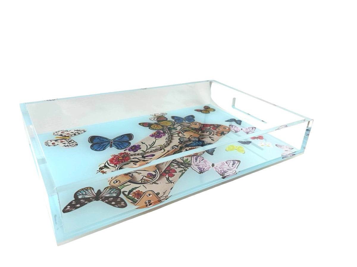 Acrylic Vanity Tray, Butterflies Take Flight