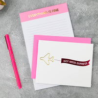 Everything Is Fine - Lined Notepad - Pink - 65 perforated pages - 5x8 Notepads