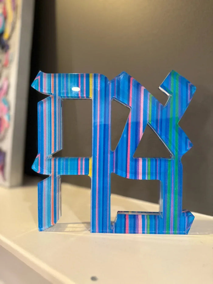 Striped Acrylic Ahava Sculpture Art