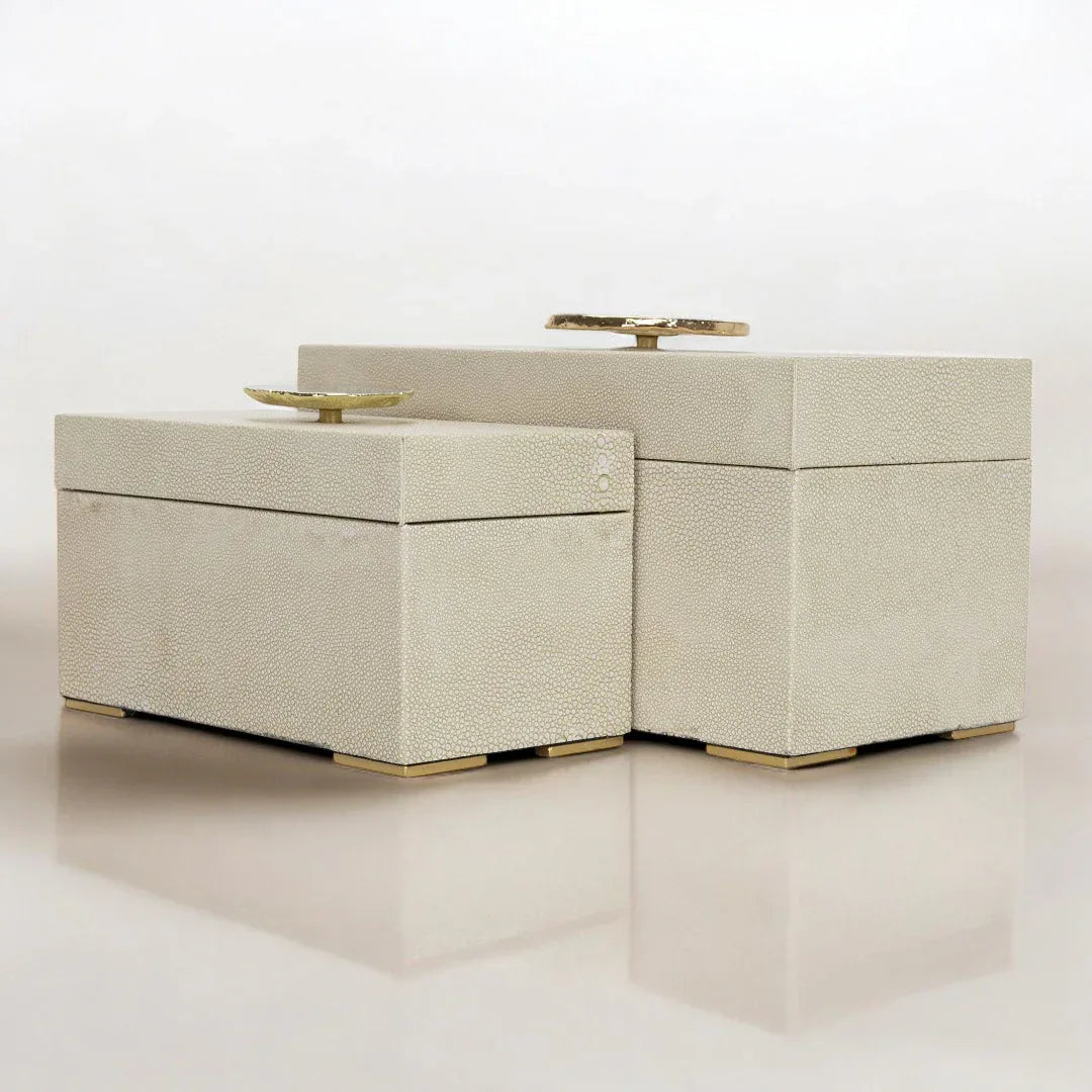 Berkley Beige Shagreen Leather Boxes Decorative Boxes