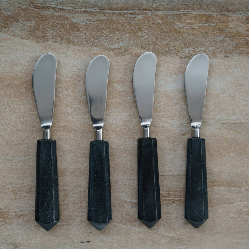 Black Marble Stone Spreaders Set of 4