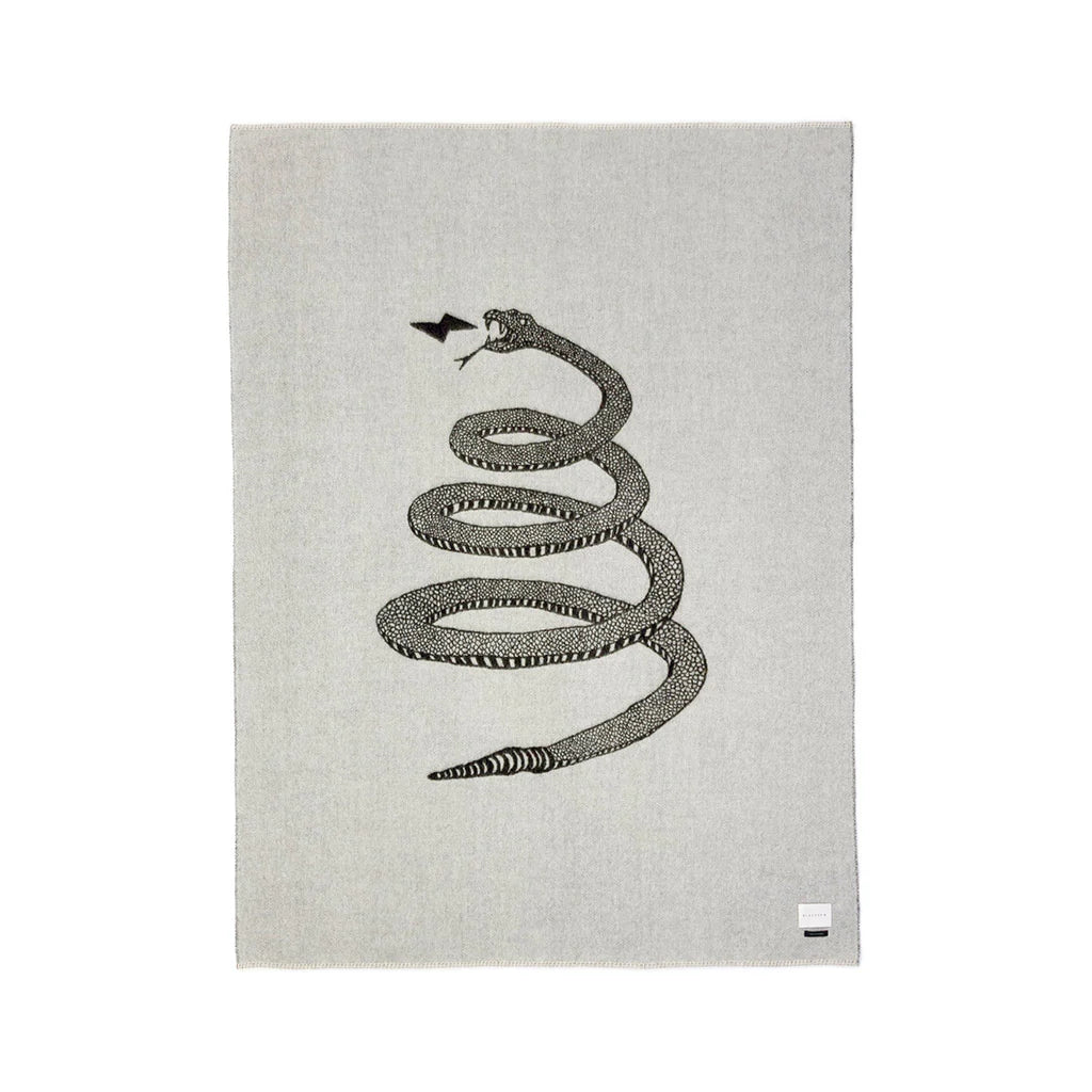 Peyote Rattlesnake Light Grey/Dark Grey throw with ivory stitching. 