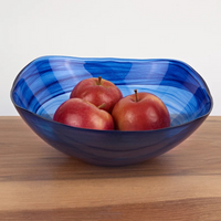 Blue Alabaster Square Bowl.