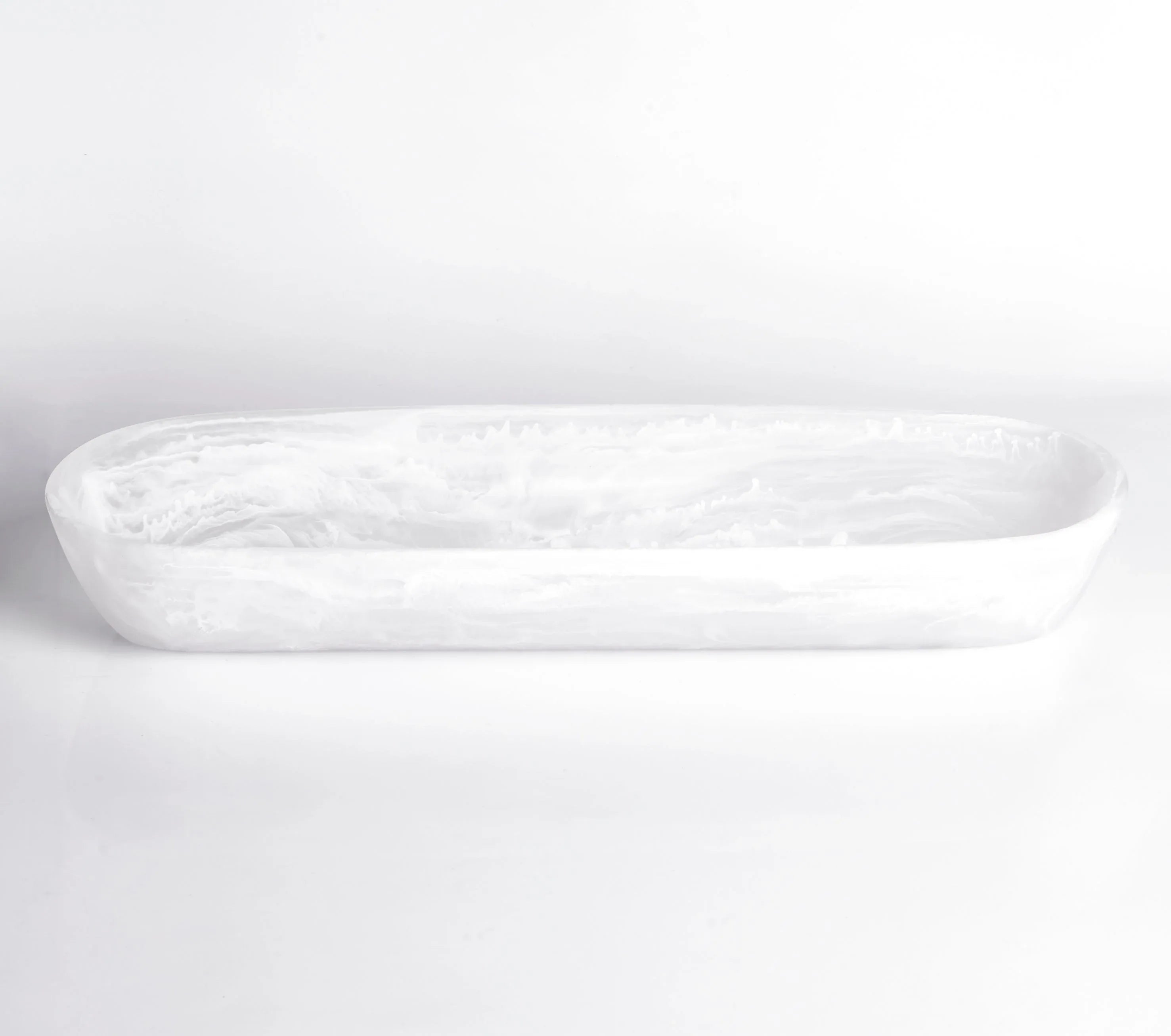 Large Pop Boat Bowl White Swirl Decor/Serveware