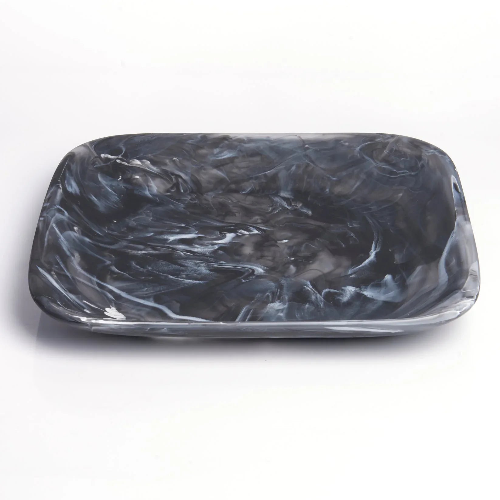 Square Tray Large Black Swirl Serving Tray