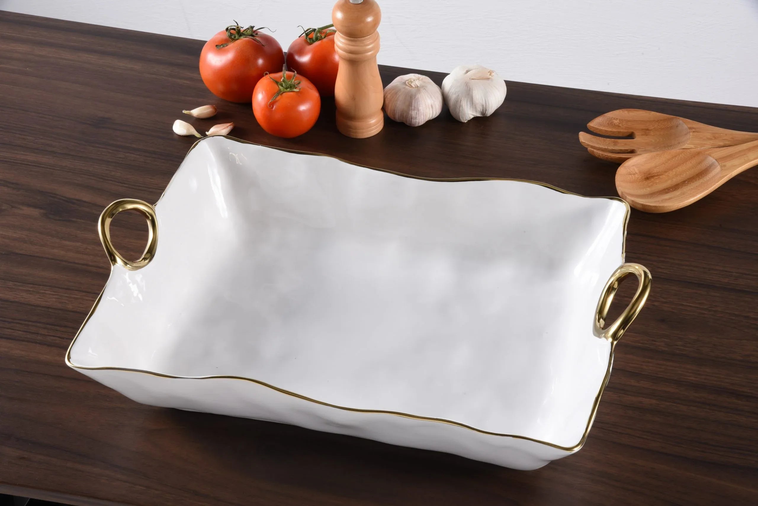 Gold Rim Large Deep Server Serving Platters