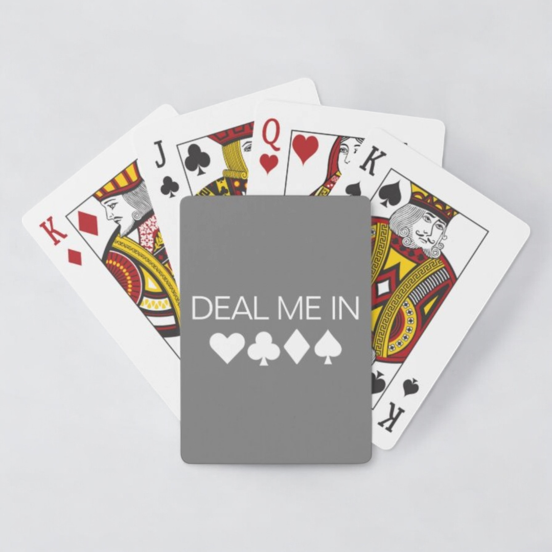 "Deal Me In" Canasta Playing Cards in Grey. 