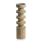 Carved Mango Wood Pillar Extra Large Votives, Hurricanes & Candleholders
