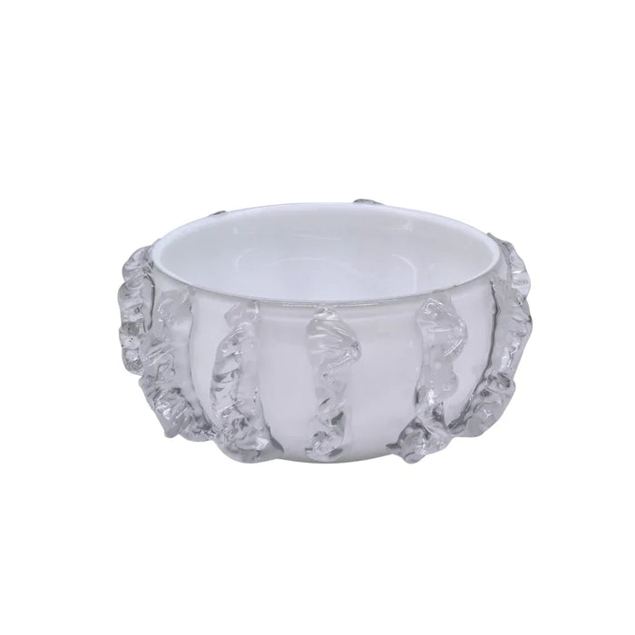 Clear Molten Glass Bowl White Decorative Bowls