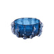 Blue Clear Molten Glass bowl with textured surface on a white background