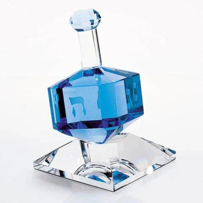 Cobalt Crystal Dreidel On Stand Judaica