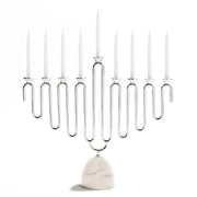 Coluna Carrara Marble & Silver Menorah Menorah