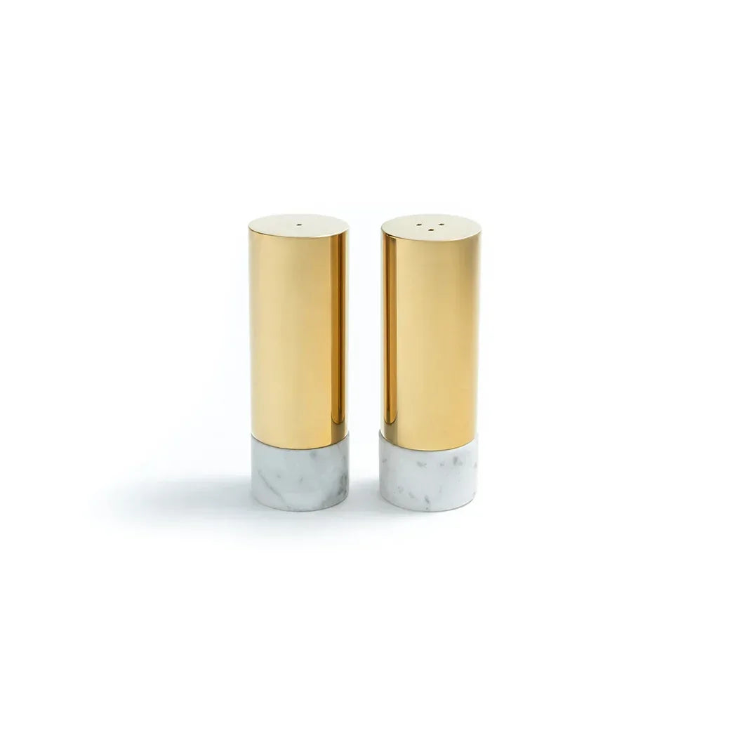 Coluna Dual Salt & Pepper, Marble & Gold, Set of 2 Salt & Pepper Shaker