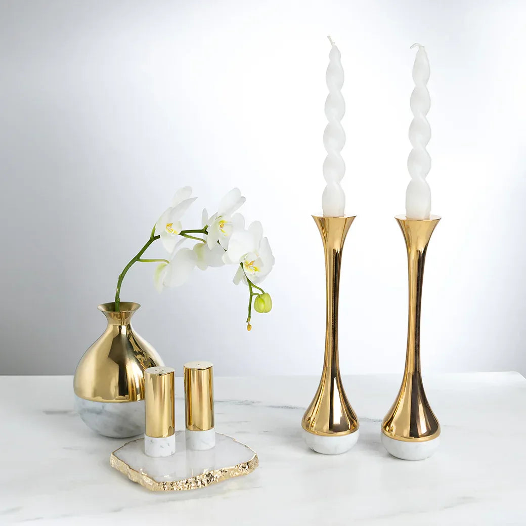 Coluna Dual Salt & Pepper, Marble & Gold, Set of 2 Salt & Pepper Shaker