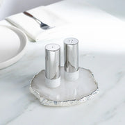 Coluna Dual Salt & Pepper, Marble & Silver, Set of 2 Salt & Pepper Shaker