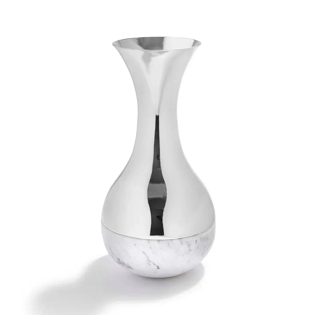 Coluna Dual Vase, Marble & Silver Vases