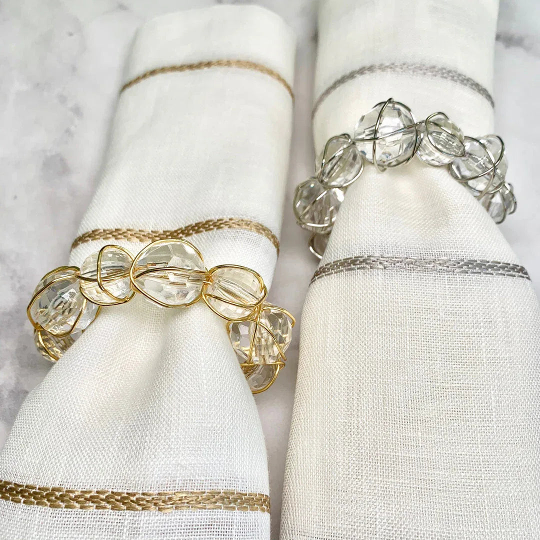 Crystal Bauble Napkin Rings Set of 4 Placemats, Napkins, & Napkin Rings