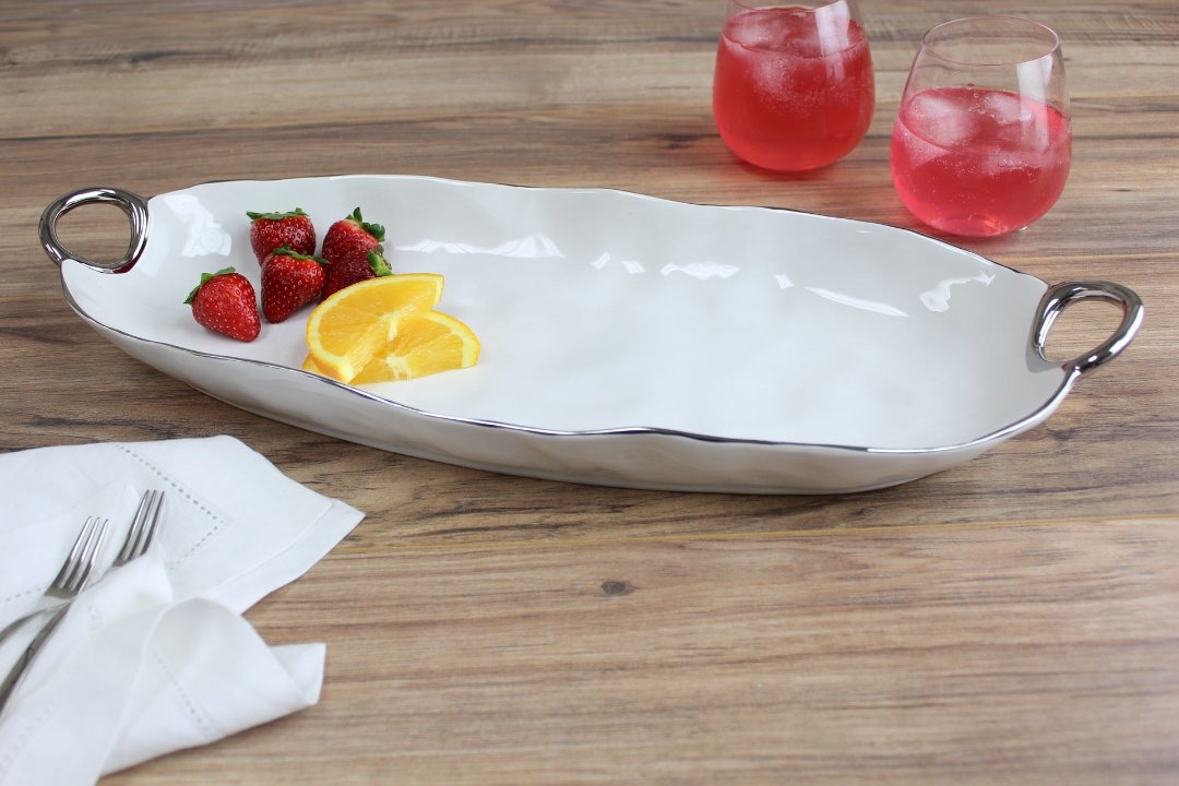 Deep Long Server with Handles Serving Platters