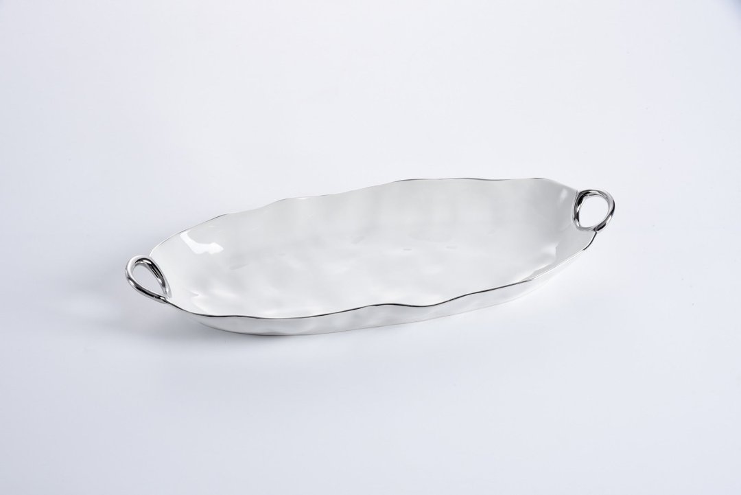 Deep Long Server with Handles Serving Platters