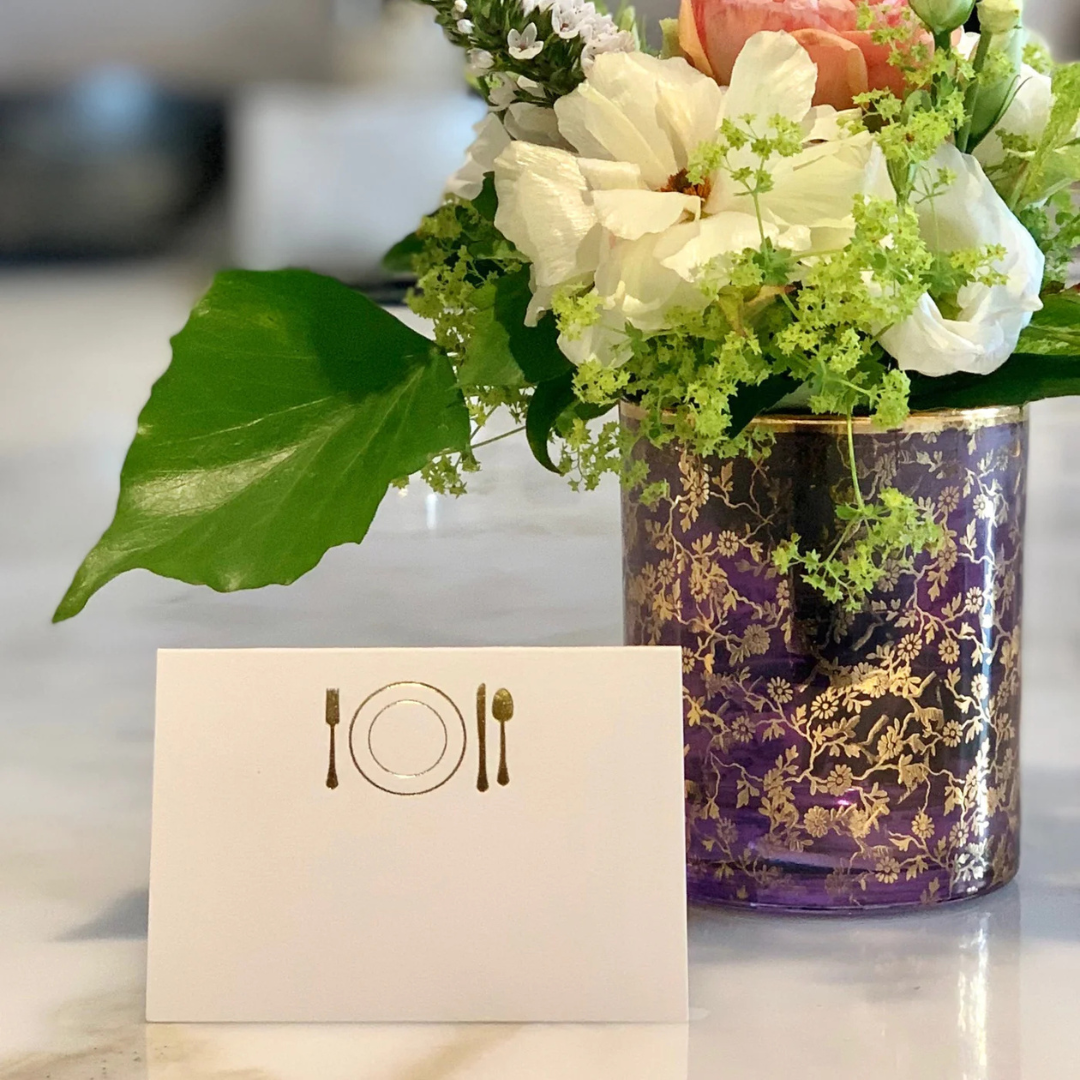 Dinner Plate Place Card Set - Metallic gold. 