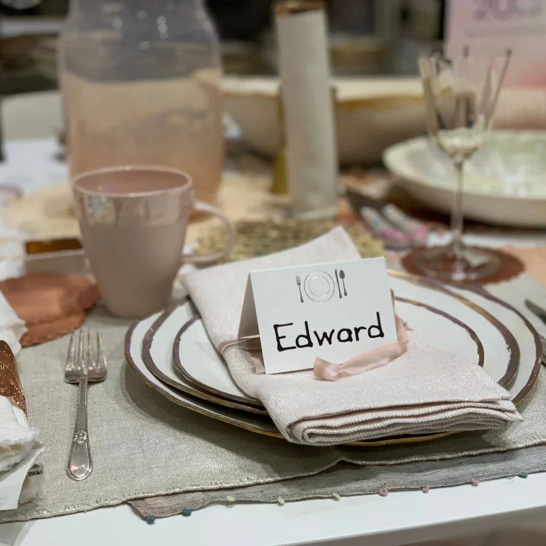 Dinner Plate Place Card Set - Metallic Place Card Set