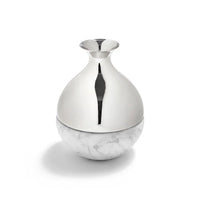 Coluna Dual Bud Vase, Marble & Silver