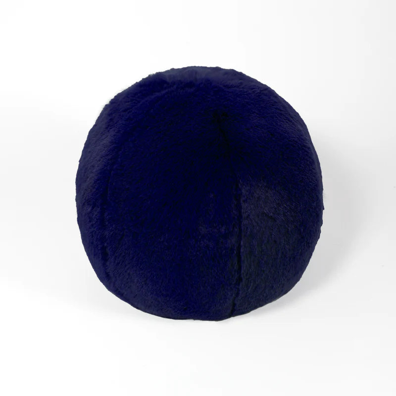 Faux Fur Snowball Pillow : Bleu Marine