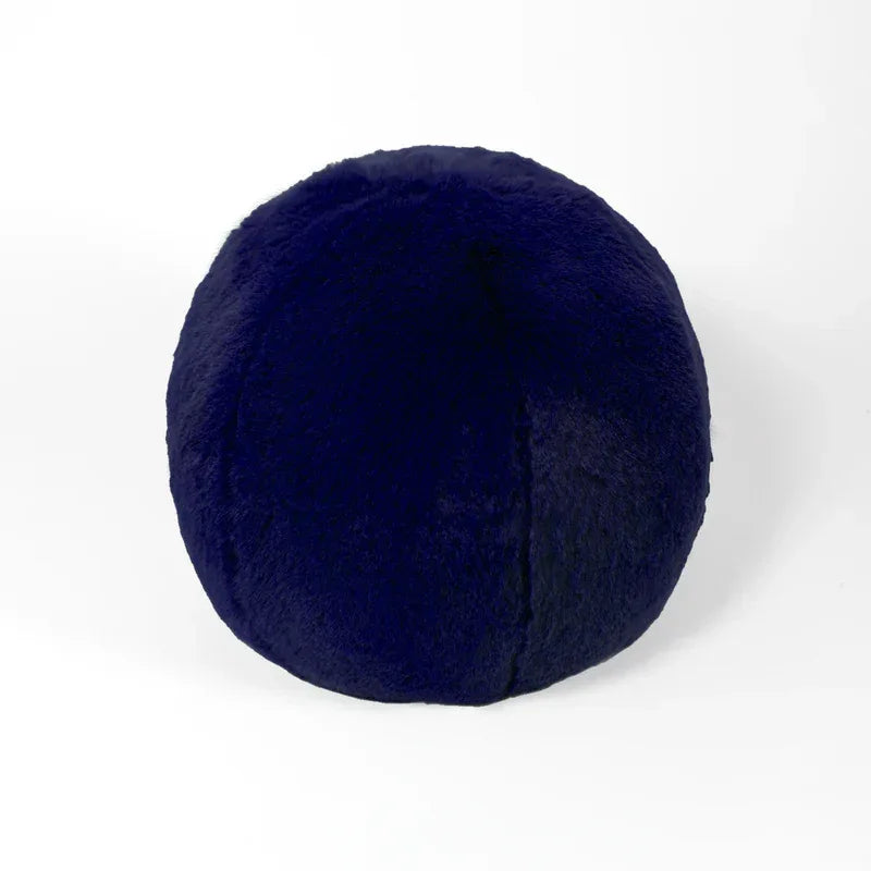 Faux Fur Snowball Pillow : Bleu Marine Pillows