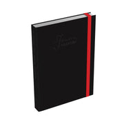 Black notebook with red ribbon on a white background Forever Valentino Book