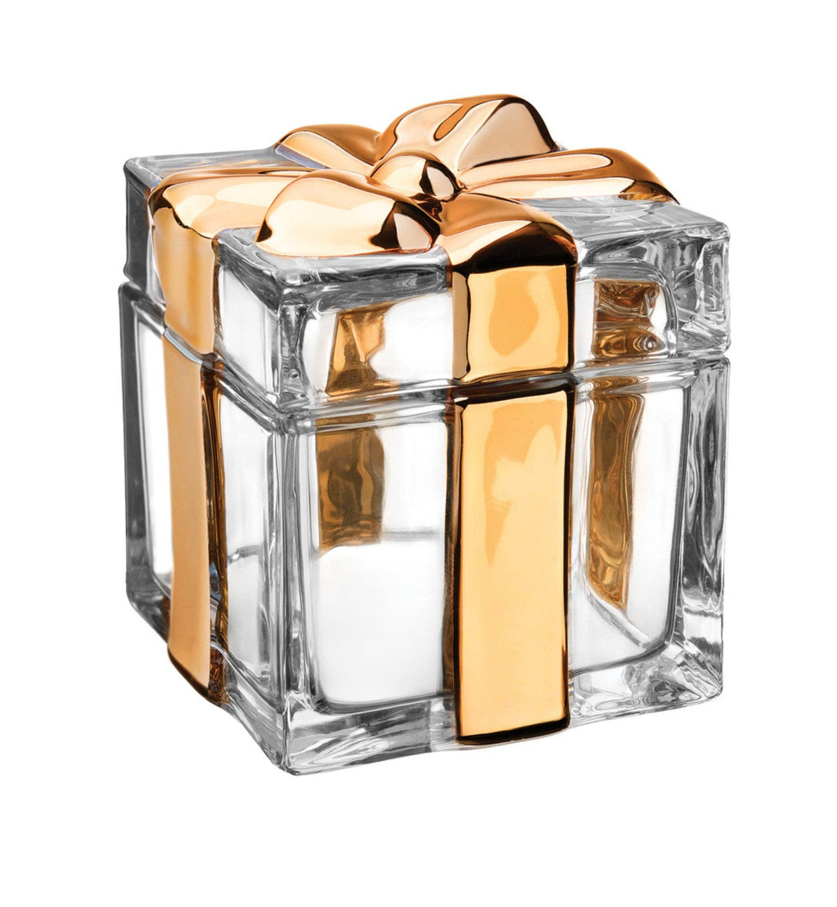 Gold Gift Wrapped Crystal Keepsake Box Decor