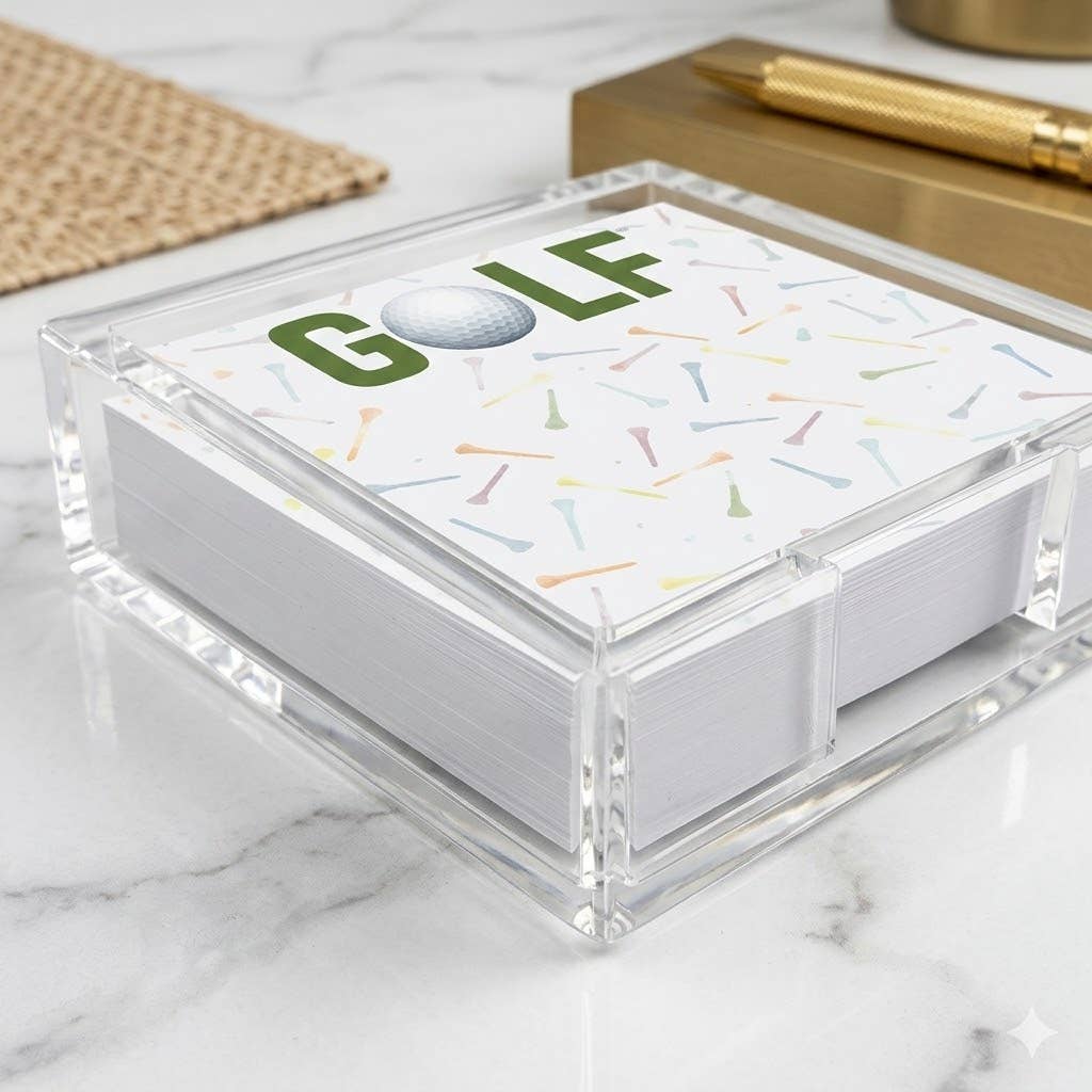 Notepad in Acrylic Holder, Golf