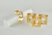 Lucite Napkin Ring Set Gold s/4 Tableware