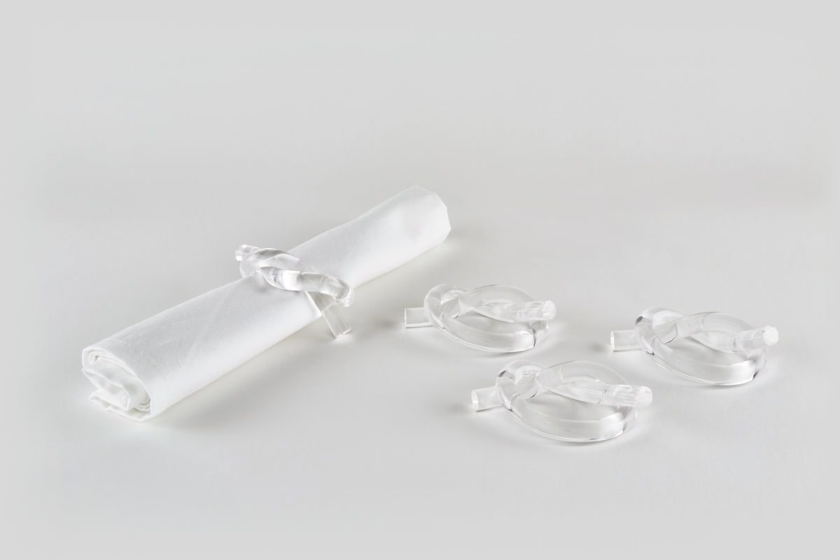 Clear Lucite Knot Napkin Ring Set of 4