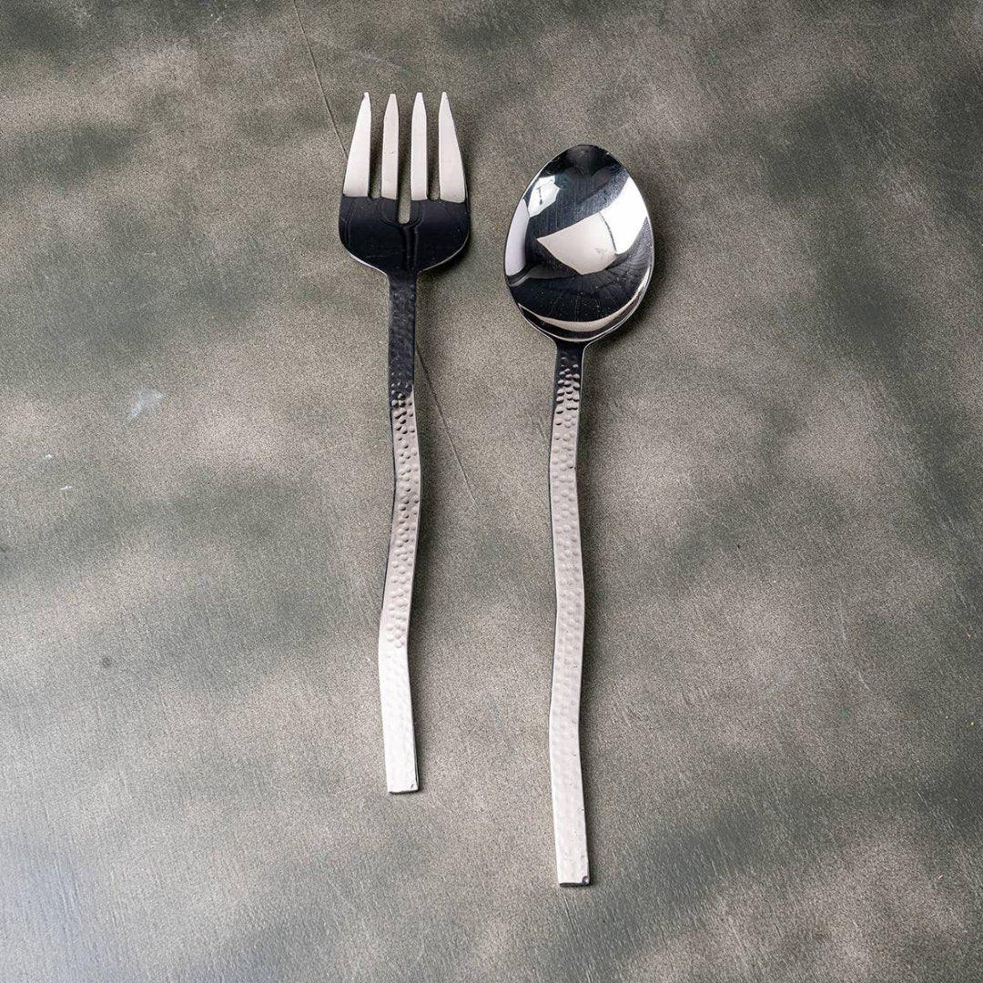 Hammered Wave Handle Salad Server Set Salad Serving Set