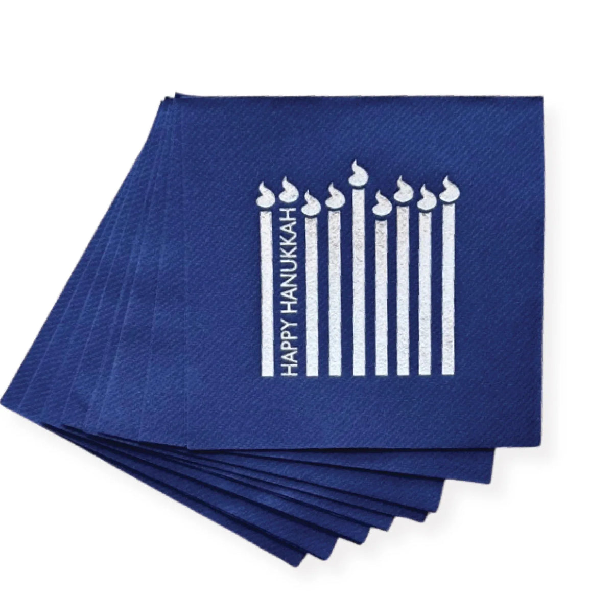 Cloth-Like Cocktail Napkins Happy Hanukkah Blue Silver Cocktail Napkins