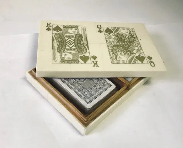 Double Card Box White/Gold Games - Decor