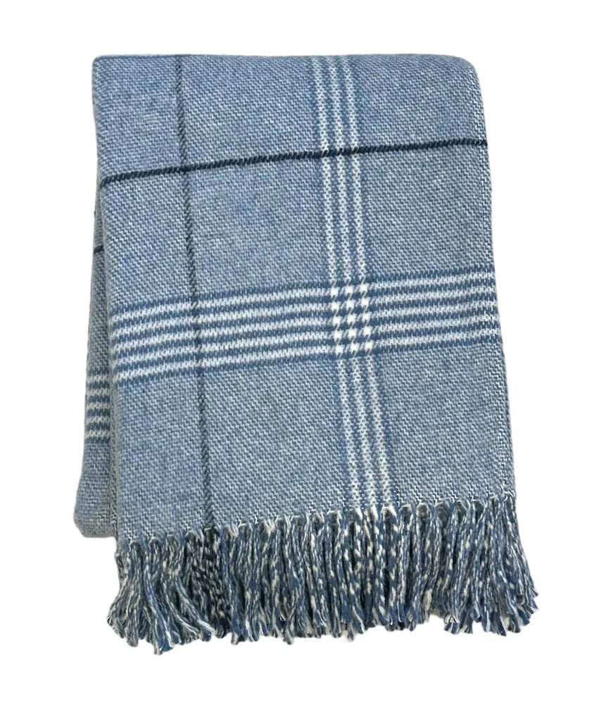 Windowpane Plaid Throw Denim Throws