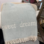 Herringbone Plush Throw Sky "sweet dreams" Throws