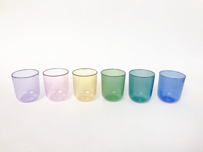 Striped Rim Glasses - Rainbow S/6