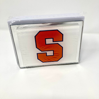 Card with a large orange letter 'S' on a white background