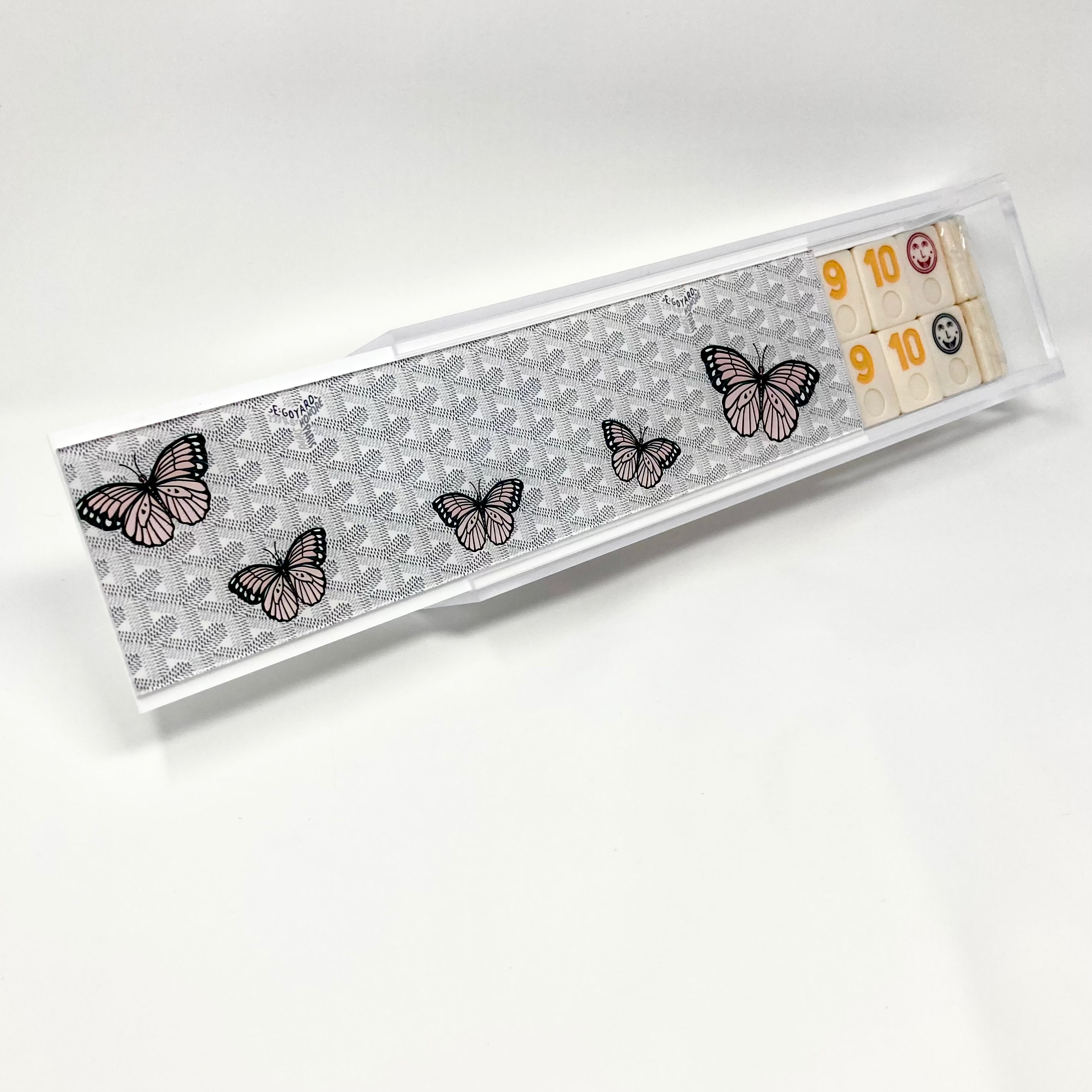 Rectangular stamp set with butterfly design on a white background